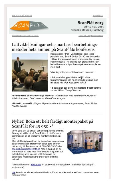 Lättviktslösningar och smartare bearbetnings ... - Svenska Mässan