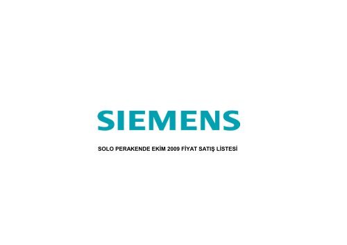 solo perakende ekim 2009 fiyat satış listesi - Siemens