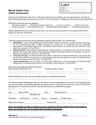 Mental Health Clinic Intake Assessment form - Boynton Health Service