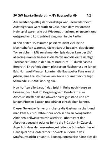 SV GW Sparta-Gerderath â JSV Baesweiler 09 4:2 Am zweiten ...