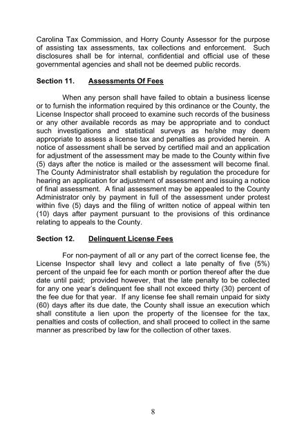 PDF Business License Handbook - Horry County Government