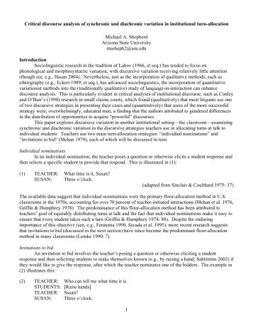 Critical discourse analysis of synchronic and diachronic variation in ...