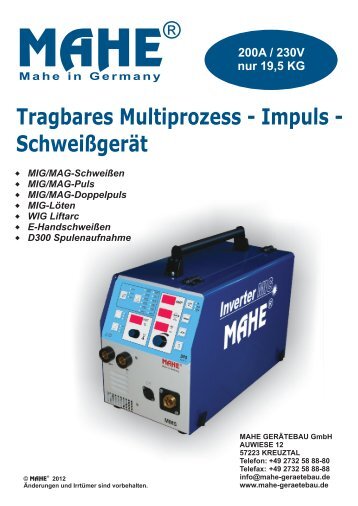 Tragbares Multiprozess - Impuls - Schweißgerät - Mahe