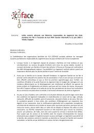 Lettre ouverte adressÃ©e aux Ministres responsables du ... - COFACE