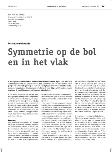 Symmetrie op de bol en in het vlak - Universiteit van Amsterdam