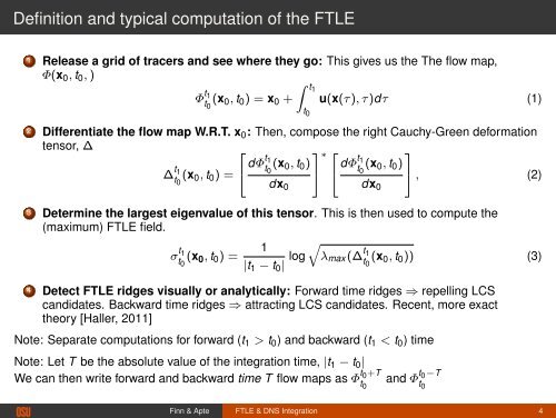 Integrated Computation of Finite Time Lyapunov Exponent During ...