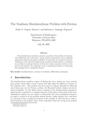 The Nonlinear Brachistochrone Problem with Friction