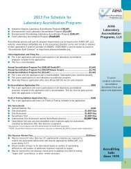 2013 AIHA-LAP, LLC Fee Schedule - AIHA's Laboratory ...