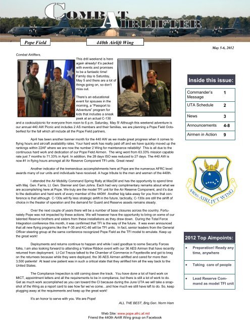 Inside this issue: - 440th Airlift Wing