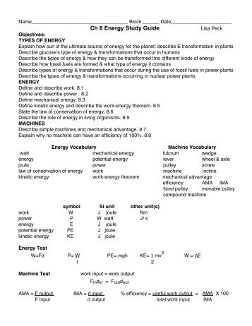 work power and energy vocabulary