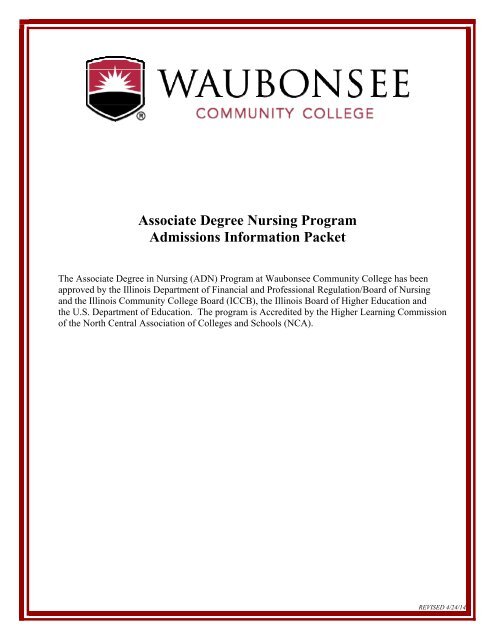 Nursing Application Form - Waubonsee Community College