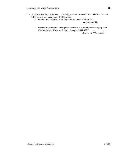 SHM, Waves, Thermo, E&M Practice Problem Workbook