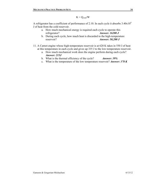 SHM, Waves, Thermo, E&M Practice Problem Workbook