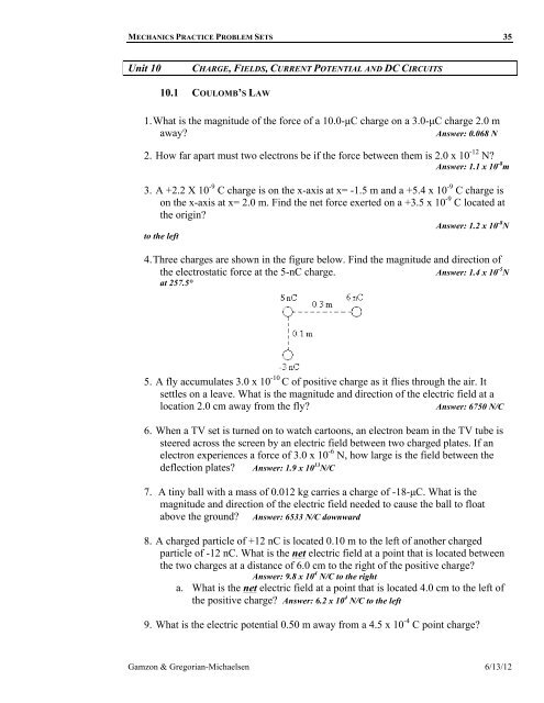 SHM, Waves, Thermo, E&M Practice Problem Workbook