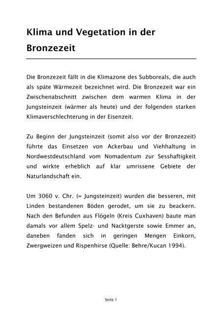 Informationen A Ber Klima In Der Bronzezeit