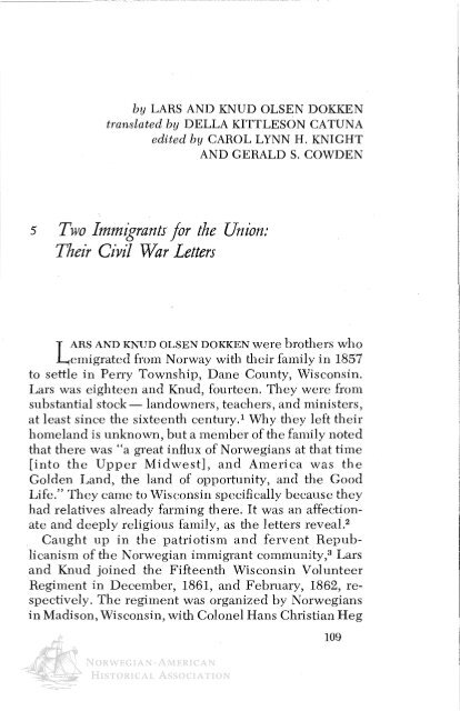 Two Immigrants for the Union.' Their Civil War Letters - Norwegian ...