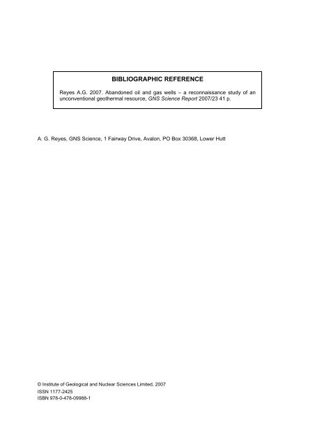 GNS Science Consultancy Report 2006/0XX