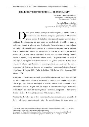 Burnout e o profissional de psicologia - SaÃºde e Trabalho Online