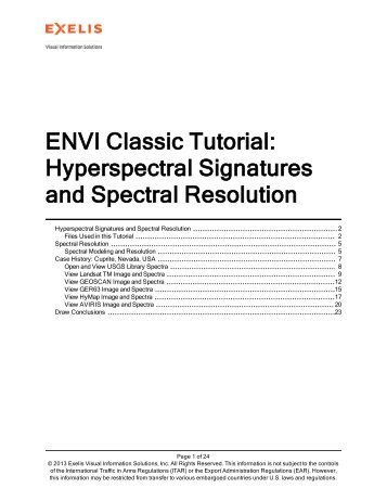 ENVI Classic Hyperspectral Signatures and Spectral ... - Exelis VIS