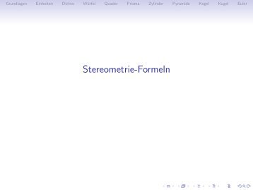 Stereometrie-Formeln - gxy.ch