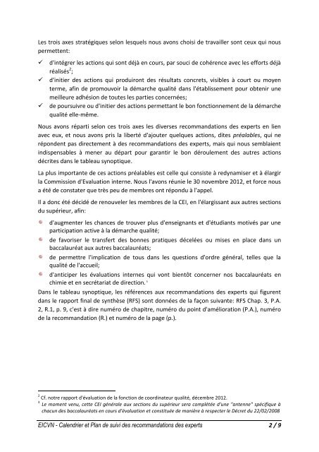 Plan de suivi informatique EICVN - Agence pour l'Evaluation de la ...