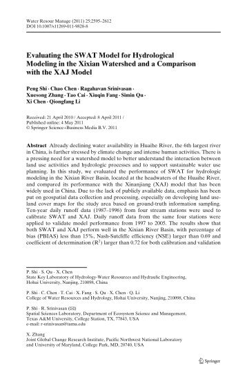 Evaluating the SWAT Model for Hydrological Modeling in ... - Springer