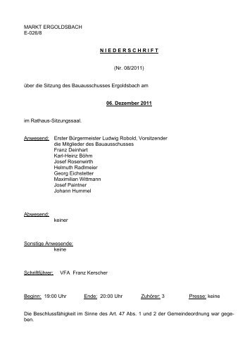 Protokoll Bauausschuss - Markt Ergoldsbach