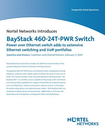 Nortel Networks introduces BayStack 460-24T-PWR Switch - CXtec