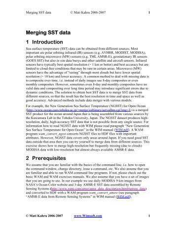 Merging SST data 1 Introduction 2 Prerequisites - Wimsoft