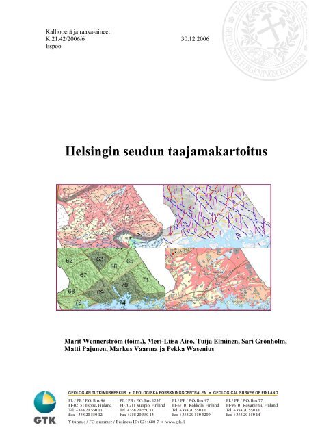 Helsingin seudun taajamakartoitus - Arkisto.gsf.fi - Geologian ...