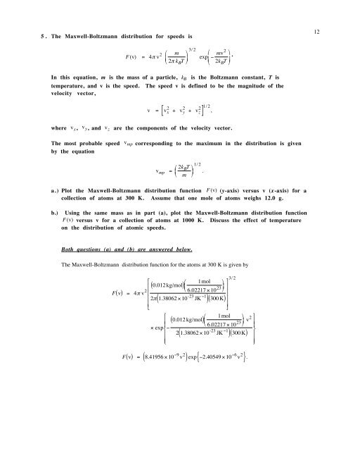 Homework Problem Set 5 Solutions ( )2