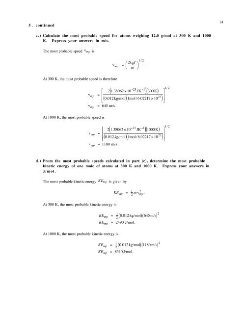 Homework Problem Set 5 Solutions ( )2