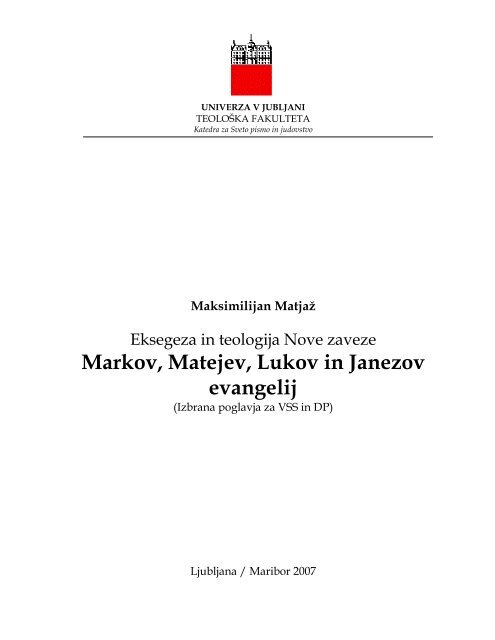 Markov, Matejev, Lukov in Janezov evangelij - Eksegeza.net