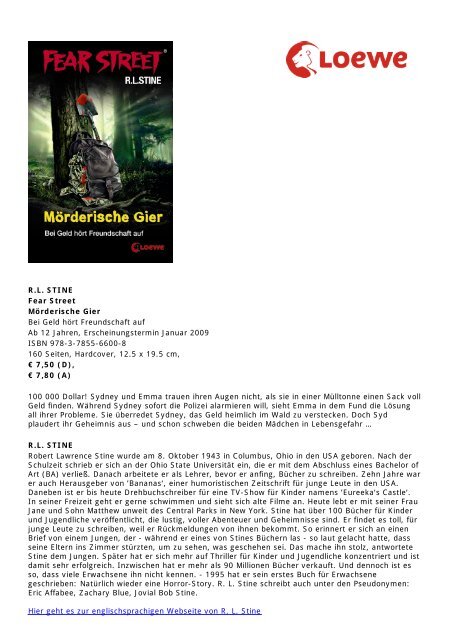 R L Stine Fear Street Morderische Gier Bei Geld Hort Freundschaft