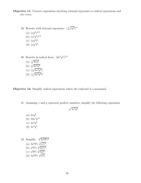 Math 095 - Intermediate Algebra - Prairie State College