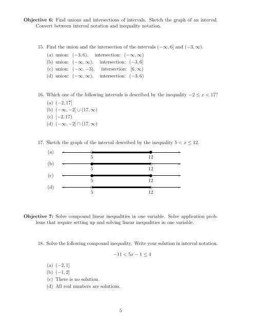 Math 095 - Intermediate Algebra - Prairie State College