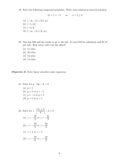 Math 095 - Intermediate Algebra - Prairie State College