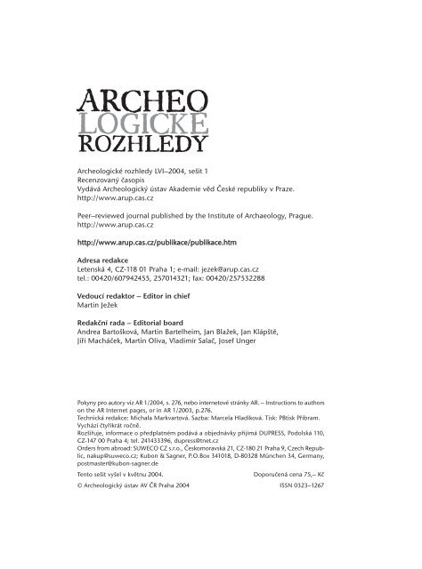 Archeologické rozhledy 2004 - Archeologický ústav AV ČR