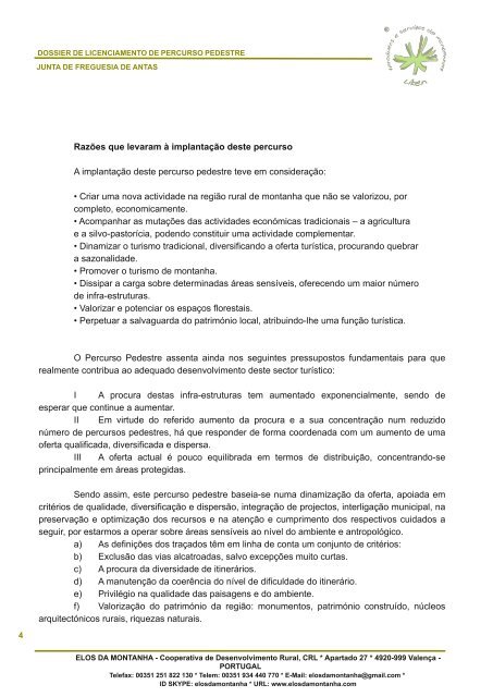 dossier de licenciamento do percurso pedestre - Visite Esposende