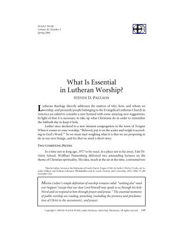 Download Article PDF - Word & World - Luther Seminary