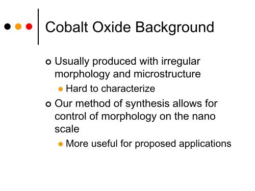 Construction of Nanostructured Cobalt Oxide Thin Films