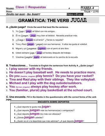 GRAMÃTICA: THE VERB JUGAR