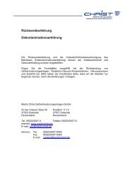 Unbedenklichkeitsbescheinigung des Betreibers - Martin  Christ GmbH