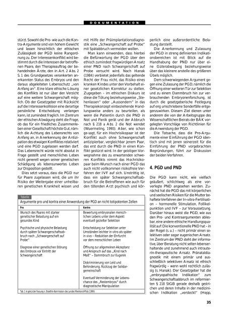 Dokumentation PID, PND, Forschung an Embryonen - Theologische ...