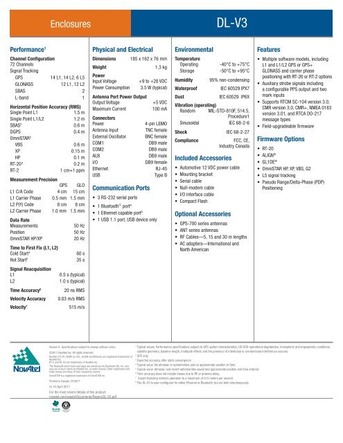 DL-V3 Product Sheet - NovAtel Inc.