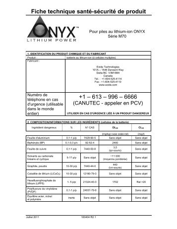 Fiche technique santé-sécurité de produit +1 - Exide Technologies