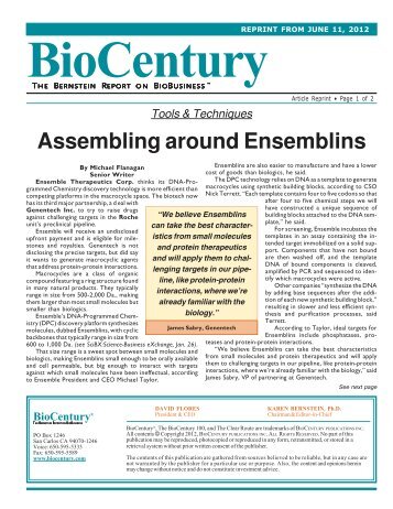 BioCentury - Ensemble Therapeutics