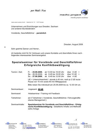 Spezialseminar für Vorstände und Geschäftsführer Erfolgreiche ...