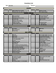 Inventory List - Ship Harbor Yacht Charters