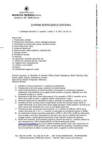 ZAPISNIK RODITELJSKEGA SESTANKA